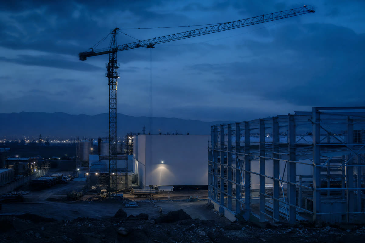 Usine en construction dans une zone industrielle au Maroc